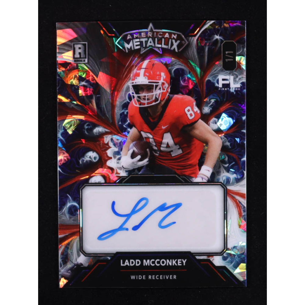 Ladd McConkey 2023 Wild Card American Crystal #WMFLMA #1/1 RC at PristineAuction.com