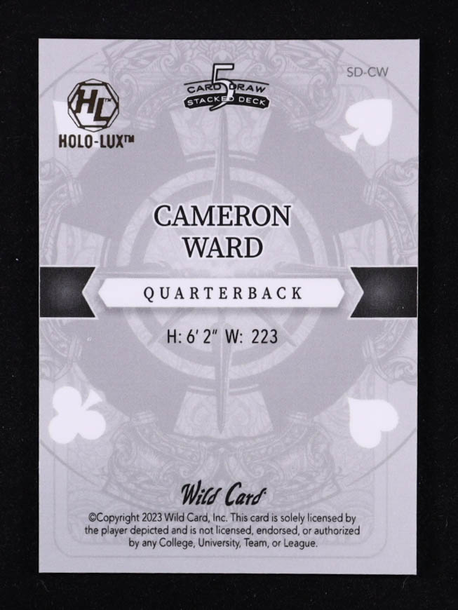 Caleb Williams 2023 Wild Card 5 Card Draw Stacked Deck Green Crystal #SDCW #3/3 RC at PristineAuction.com Caleb Williams 2023 Wild Card 5 Card Draw Stacked Deck Green Crystal #SDCW #3/3 RC at PristineAuction.com