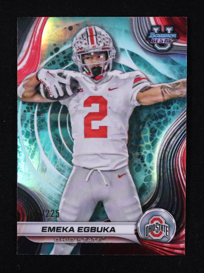 Emeka Egbuka 2024 Bowman Best University Aqua Refractor #83/225 #97 at PristineAuction.com Emeka Egbuka 2024 Bowman Best University Aqua Refractor #83/225 #97 at PristineAuction.com