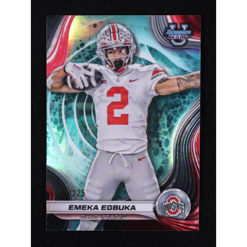 Emeka Egbuka 2024 Bowman Best University Aqua Refractor #83/225 #97 at PristineAuction.com