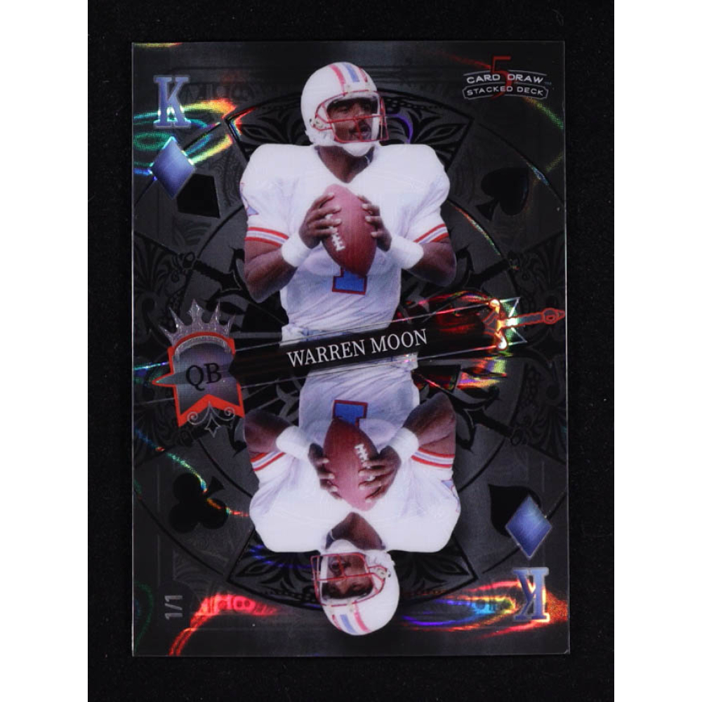 Warren Moon 2023 Wild Card 5 Card Draw Stacked Deck Black Rainbow #DKWM #1/1 at PristineAuction.com