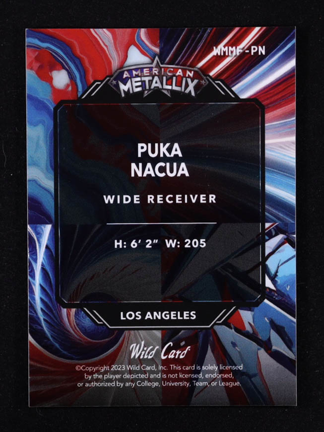 Puka Nacua 2023 Wild Card American Metallix Peacock Prism #WMMFPN #1/1 RC at PristineAuction.com Puka Nacua 2023 Wild Card American Metallix Peacock Prism #WMMFPN #1/1 RC at PristineAuction.com