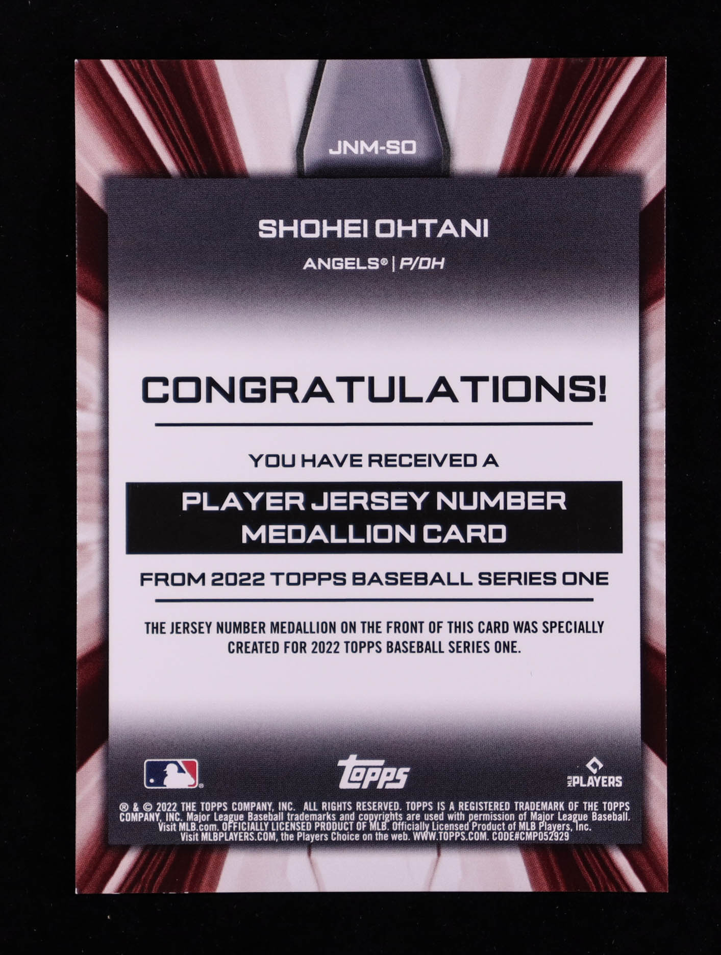 Shohei Ohtani 2022 Topps Commemorative Player Jersey Number Medallions #JNMSO at PristineAuction.com Shohei Ohtani 2022 Topps Commemorative Player Jersey Number Medallions #JNMSO at PristineAuction.com