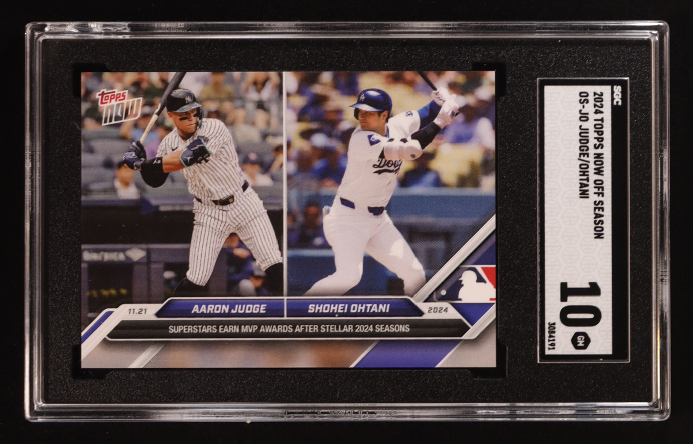 Aaron Judge / Shohei Ohtani 2024 Topps Now Offseason #OSJO (SGC 10) at PristineAuction.com Aaron Judge / Shohei Ohtani 2024 Topps Now Offseason #OSJO (SGC 10) at PristineAuction.com