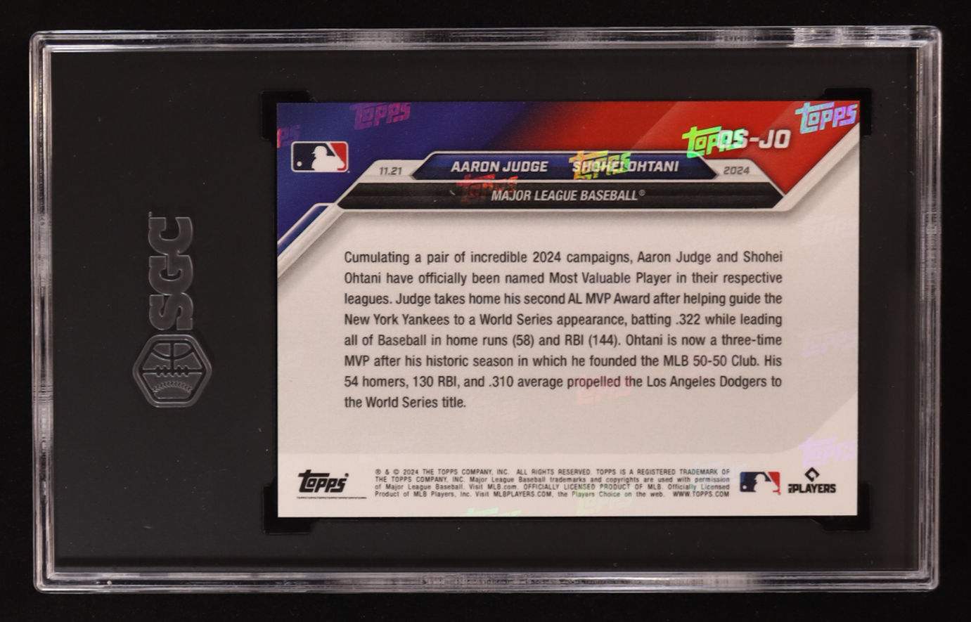 Aaron Judge / Shohei Ohtani 2024 Topps Now Offseason #OSJO (SGC 10) at PristineAuction.com Aaron Judge / Shohei Ohtani 2024 Topps Now Offseason #OSJO (SGC 10) at PristineAuction.com