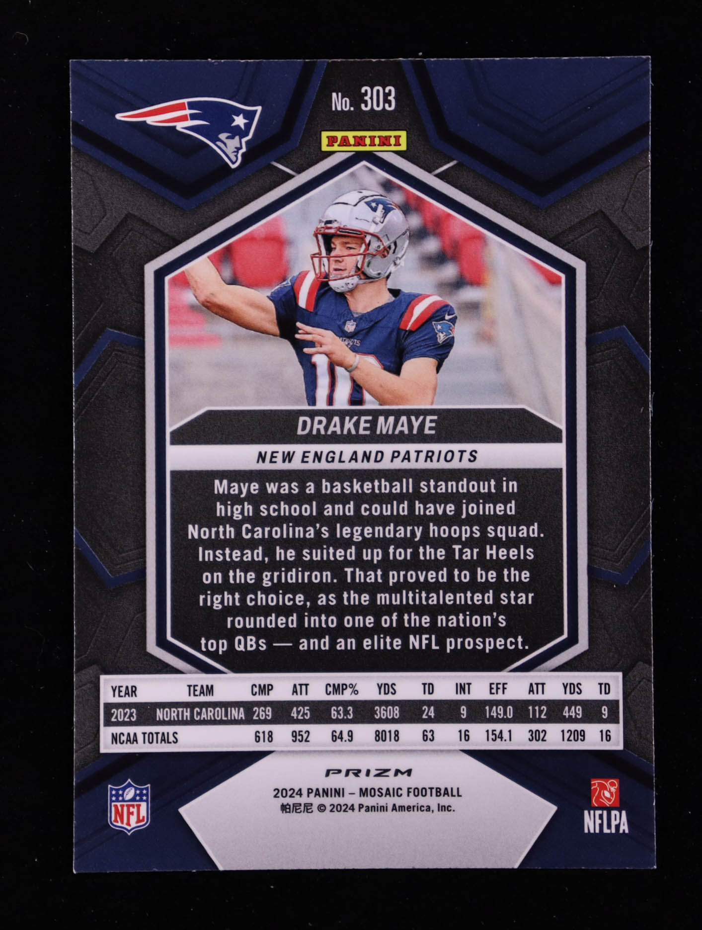 Drake Maye 2024 Panini Mosaic Mosaic Green #303 RC at PristineAuction.com Drake Maye 2024 Panini Mosaic Mosaic Green #303 RC at PristineAuction.com