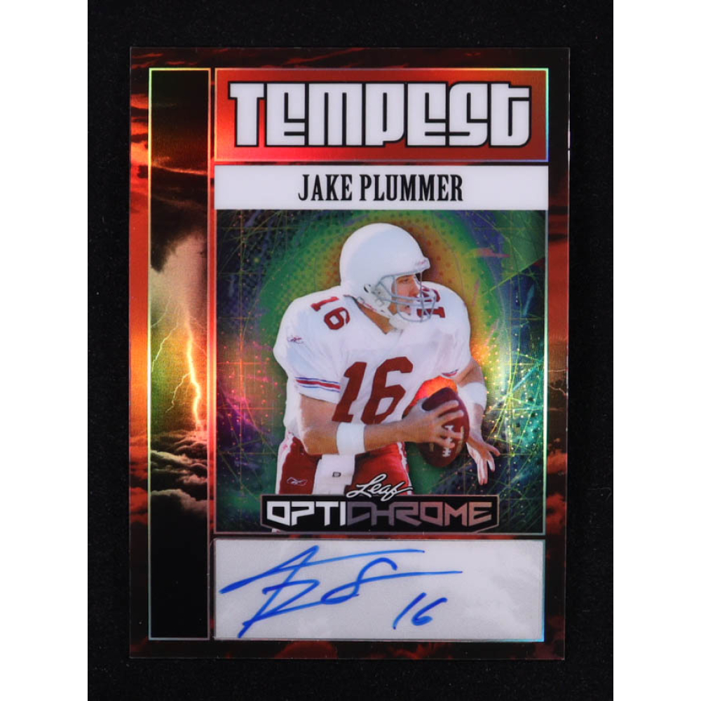 Jake Plummer 2025 Leaf Optichrome Metal Tempest Autographs Red Prismatic #TAJP1 #2/2 at PristineAuction.com