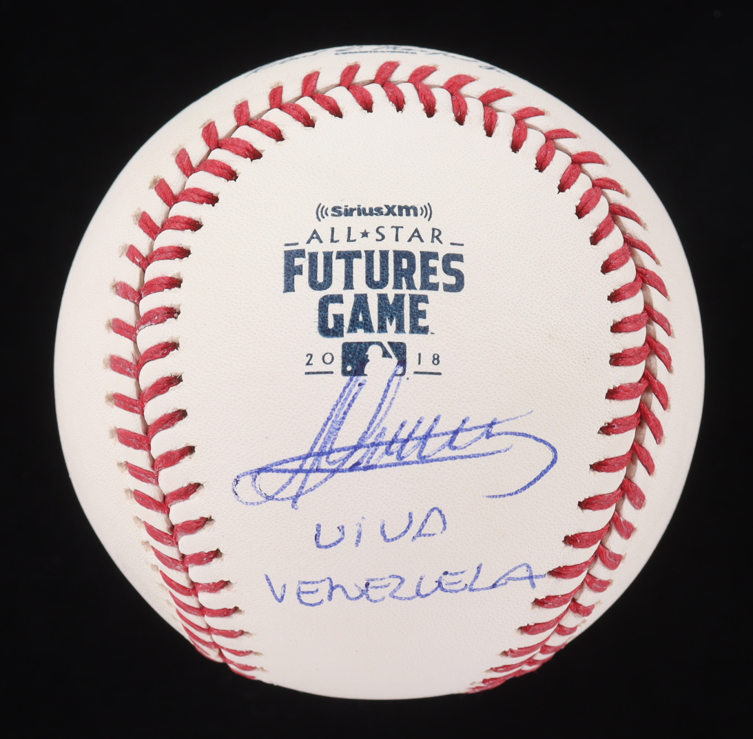 Andres Gimenez Signed OML 2018 All-Star Futures Game Logo Baseball Inscribed "Viva Venezuela" (JSA & USA SM) at PristineAuction.com Andres Gimenez Signed OML 2018 All-Star Futures Game Logo Baseball Inscribed "Viva Venezuela" (JSA & USA SM) at PristineAuction.com