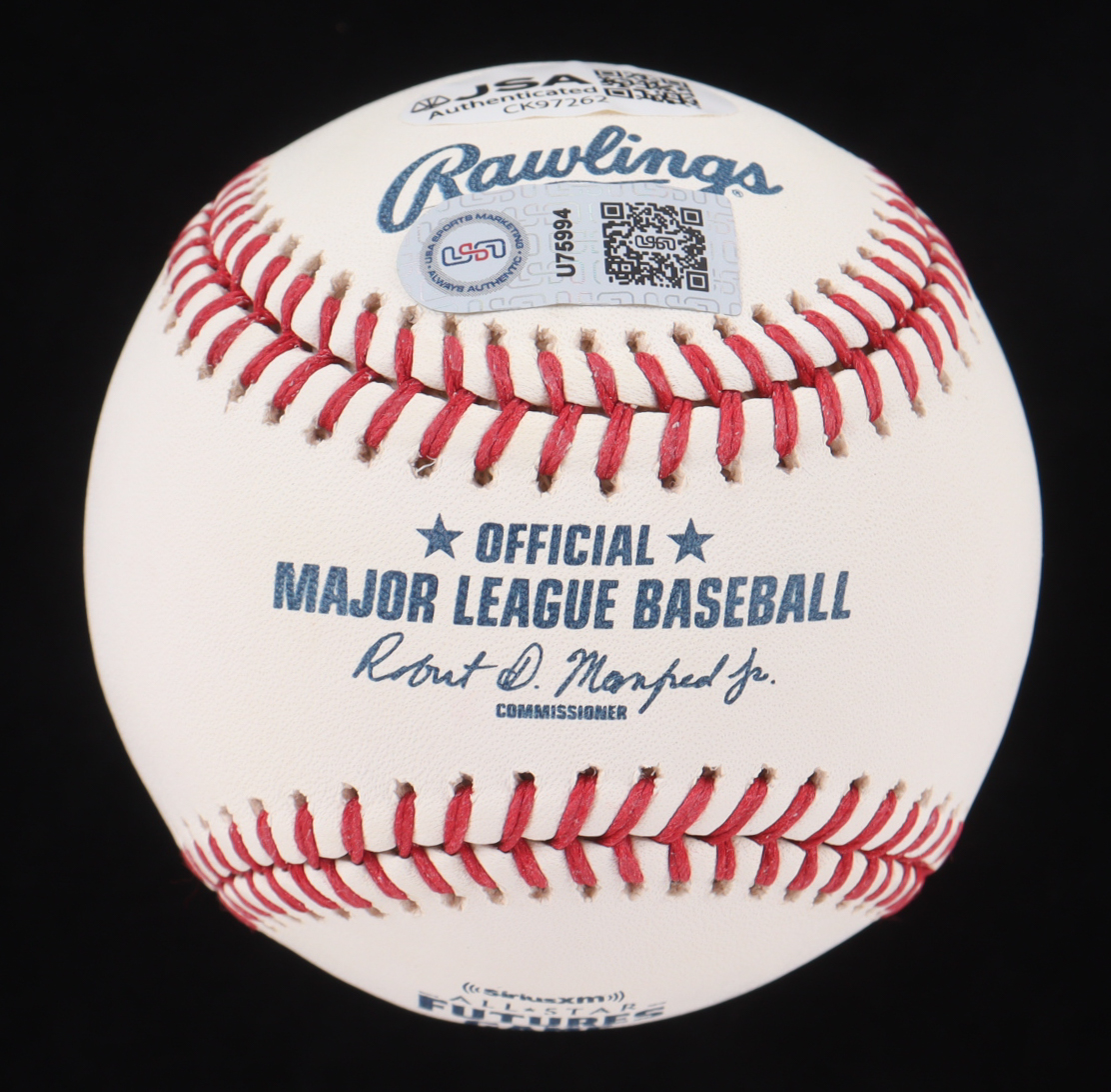 Andres Gimenez Signed OML 2018 All-Star Futures Game Logo Baseball Inscribed "Viva Venezuela" (JSA & USA SM) at PristineAuction.com Andres Gimenez Signed OML 2018 All-Star Futures Game Logo Baseball Inscribed "Viva Venezuela" (JSA & USA SM) at PristineAuction.com