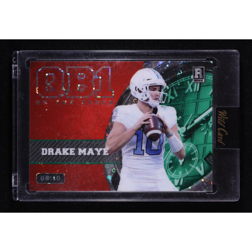 Drake Maye 2023 Wild Card QB1 On The Clock Red Green Donut Circles #OCW-DM2 #08/10 RC at PristineAuction.com