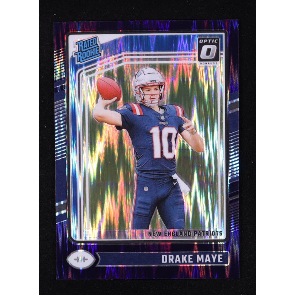 Drake Maye 2024 Donruss Optic Purple Shock #229 RC at PristineAuction.com