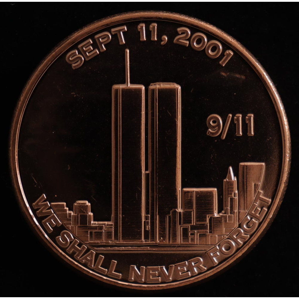 "September 11" Design 1 Oz. .999 Copper Bullion Round at PristineAuction.com