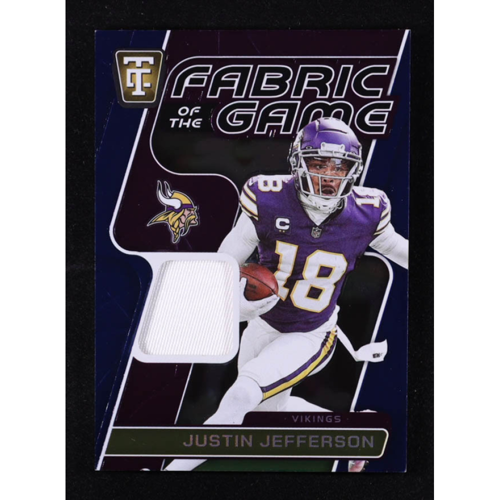 Justin Jefferson 2024 Totally Certified Fabric of the Game Mirror Blue #25 #02/75 at PristineAuction.com