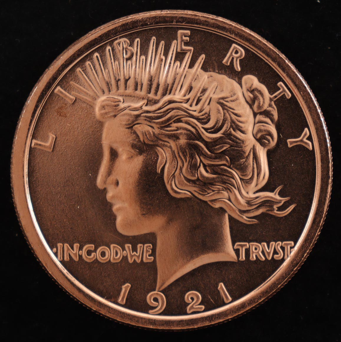 "Liberty Head" Design 1 Oz. .999 Copper Bullion Round at PristineAuction.com "Liberty Head" Design 1 Oz. .999 Copper Bullion Round at PristineAuction.com