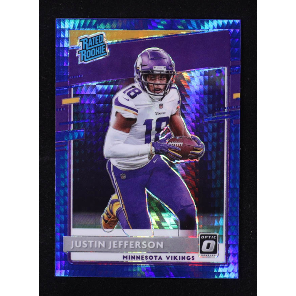 Justin Jefferson 2020 Donruss Optic Blue Hyper #163 RC at PristineAuction.com