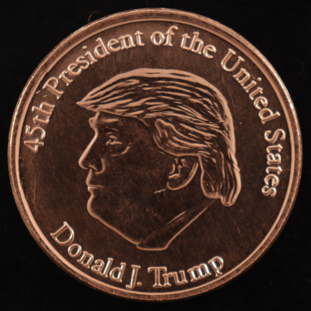 "45th President Donald Trump" Design 1 Oz. .999 Copper Bullion Round at PristineAuction.com