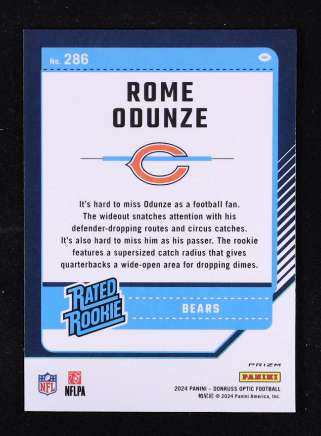 Rome Odunze 2024 Donruss Optic Purple Shock #286 RC at PristineAuction.com Rome Odunze 2024 Donruss Optic Purple Shock #286 RC at PristineAuction.com
