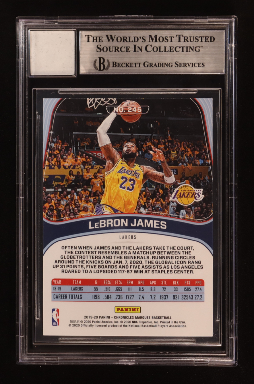 LeBron James 2019-20 Panini Chronicles #245 Marquee with Game Used Jersey Piece (BGS Authentic) at PristineAuction.com LeBron James 2019-20 Panini Chronicles #245 Marquee with Game Used Jersey Piece (BGS Authentic) at PristineAuction.com