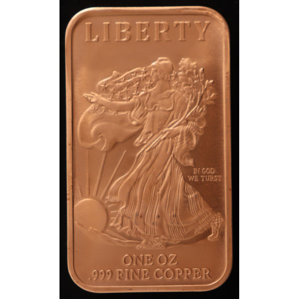 "Liberty" Design 1 Oz. .999 Copper Bullion Bar at PristineAuction.com