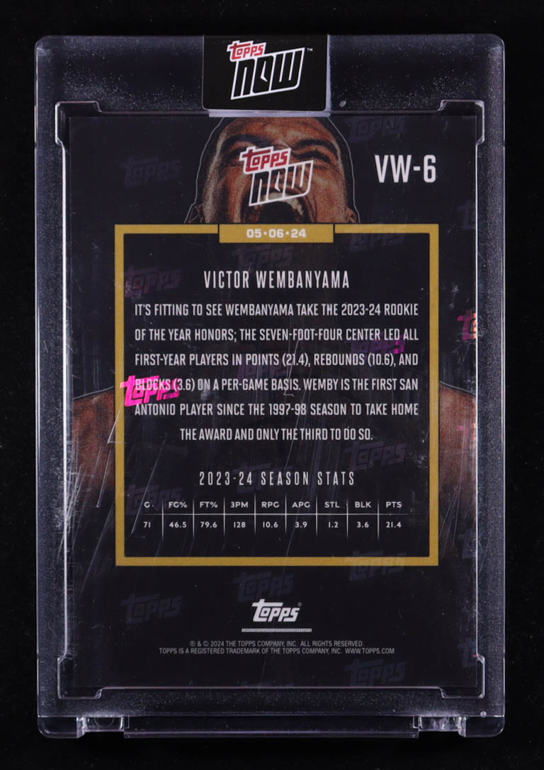Victor Wembanyama 2023-24 Topps Now Victor Wembanyama #VW6 ROY RC at PristineAuction.com Victor Wembanyama 2023-24 Topps Now Victor Wembanyama #VW6 ROY RC at PristineAuction.com