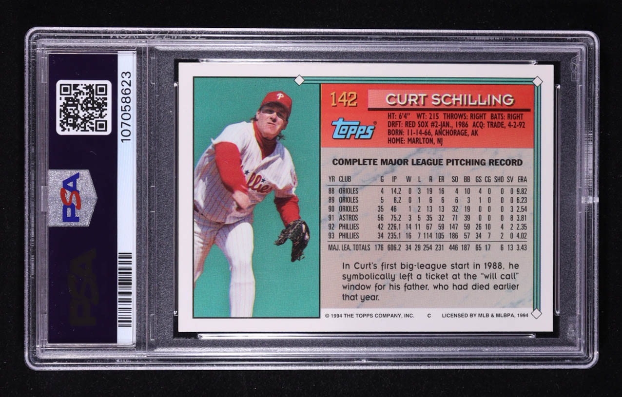 Curt Schilling 1994 Topps #142 (PSA 10) at PristineAuction.com Curt Schilling 1994 Topps #142 (PSA 10) at PristineAuction.com