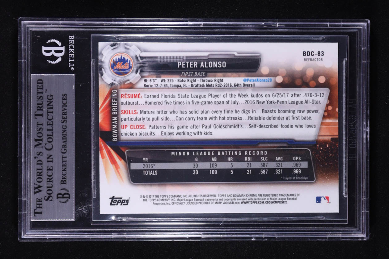 Peter Alonso 2017 Bowman Chrome Draft Refractors #BDC83 RC (BGS 9) at PristineAuction.com Peter Alonso 2017 Bowman Chrome Draft Refractors #BDC83 RC (BGS 9) at PristineAuction.com