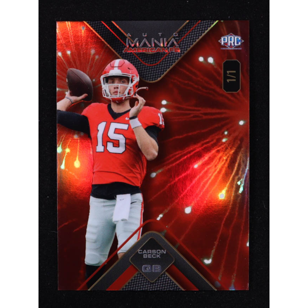 Carson Beck 2024 Wild Card Auto Mania Fireworks Red #AMATCB #1/1 RC at PristineAuction.com