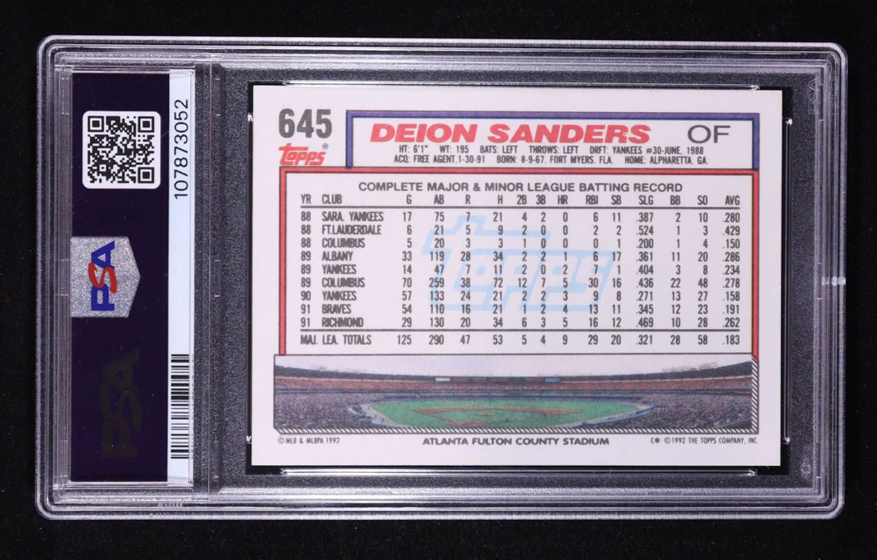 Deion Sanders 1992 Topps #645 (PSA 10) at PristineAuction.com Deion Sanders 1992 Topps #645 (PSA 10) at PristineAuction.com