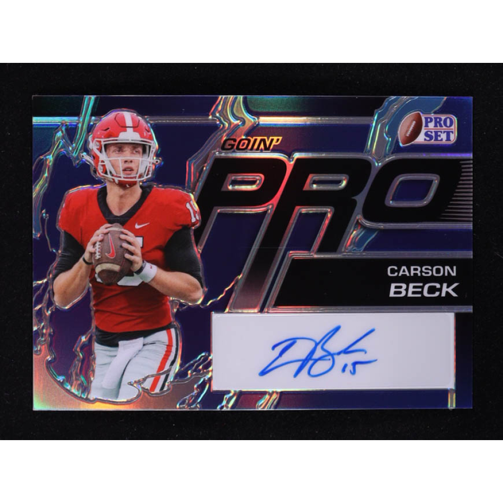 Carson Beck 2023 Pro Set Metal Goin' Pro Autographs Blue Prismatic #GPCB1 #10/20 RC at PristineAuction.com