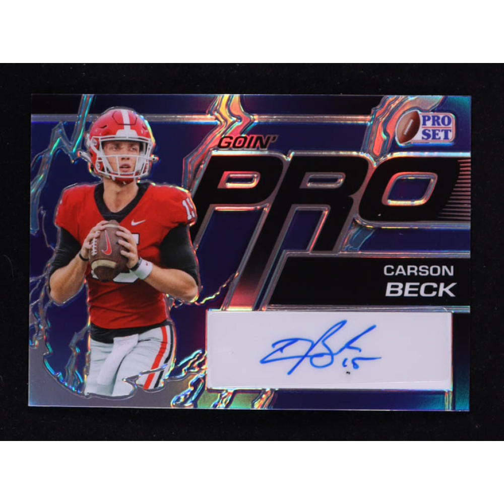 Carson Beck 2023 Pro Set Metal Goin' Pro Autographs Blue Prismatic #GPCB1 #8/20 RC at PristineAuction.com