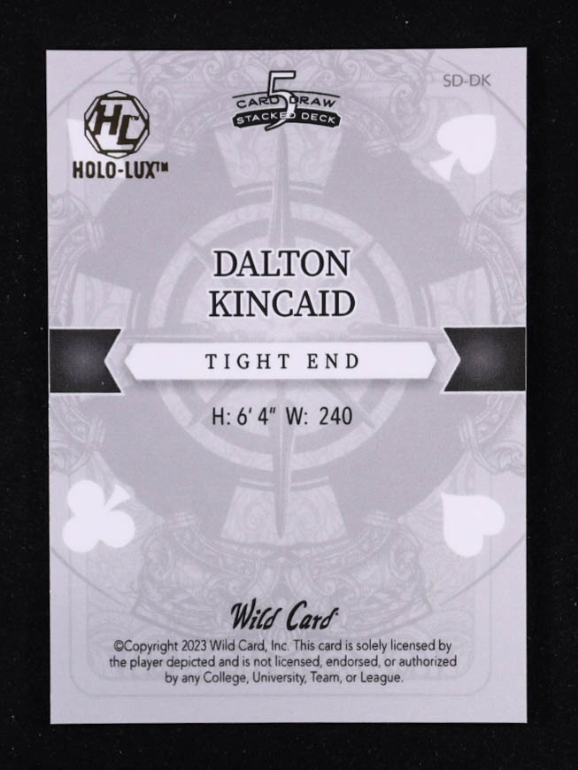 Dalton Kincaid 2023 Wild Card 5 Card Draw Stacked Deck Red Crystal #SDDK RC #2/2 at PristineAuction.com Dalton Kincaid 2023 Wild Card 5 Card Draw Stacked Deck Red Crystal #SDDK RC #2/2 at PristineAuction.com