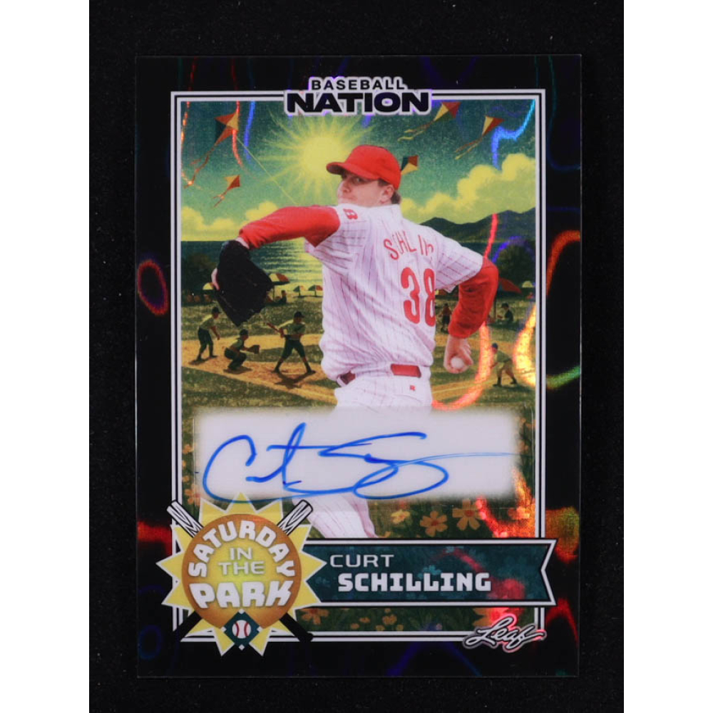 Curt Schilling 2025 Leaf Baseball Nation Saturday in the Park Autographs Black Lava #SACS1 #1/1 at PristineAuction.com
