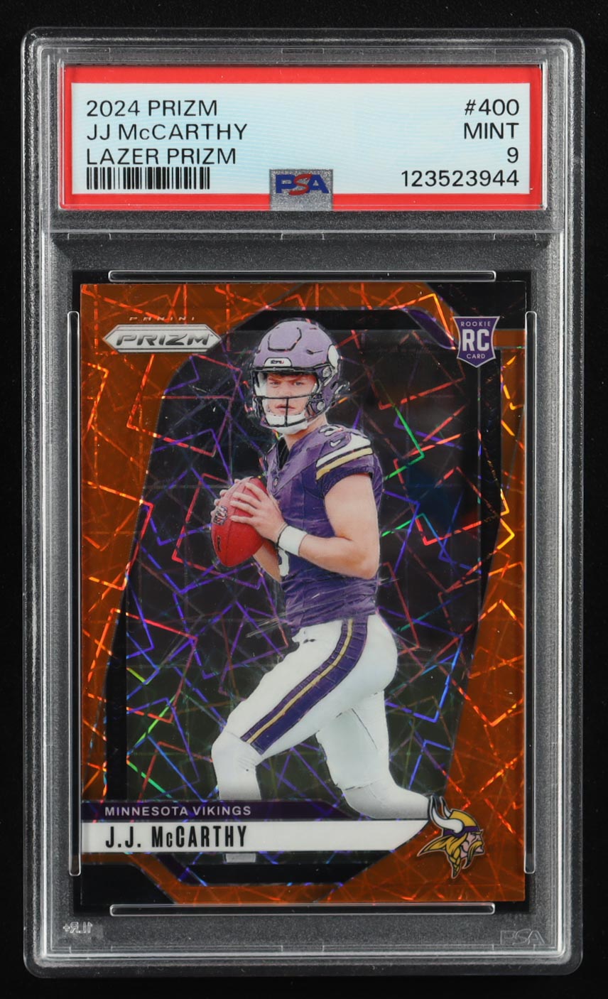 JJ McCarthy 2024 Panini Prizm Prizms Lazer #400 RC (PSA 9) at PristineAuction.com JJ McCarthy 2024 Panini Prizm Prizms Lazer #400 RC (PSA 9) at PristineAuction.com