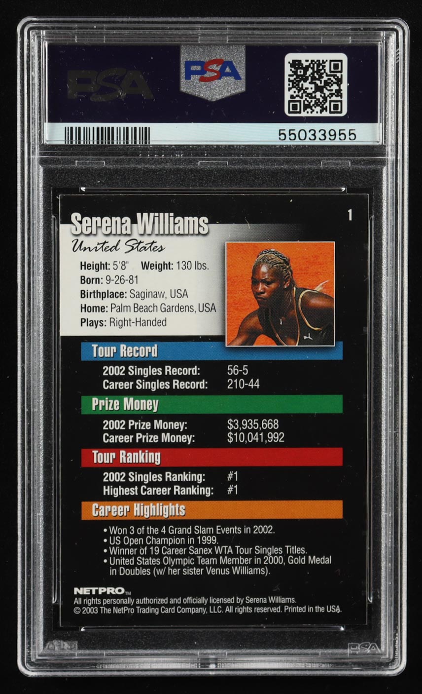 Serena Williams 2003 NetPro #1 RC (PSA 8.5) at PristineAuction.com Serena Williams 2003 NetPro #1 RC (PSA 8.5) at PristineAuction.com