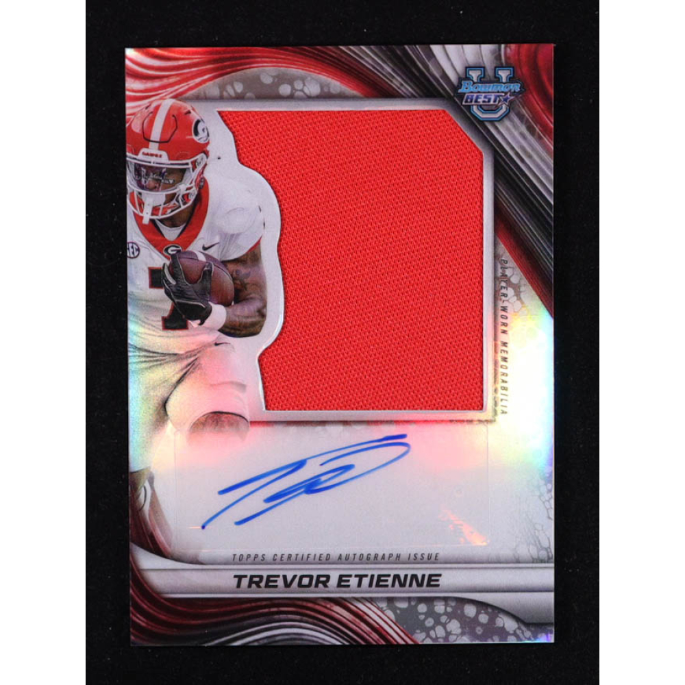 Trevor Etienne 2024 Bowman's Best University Prospect Jumbo Relic Autographs #PJATE RC at PristineAuction.com