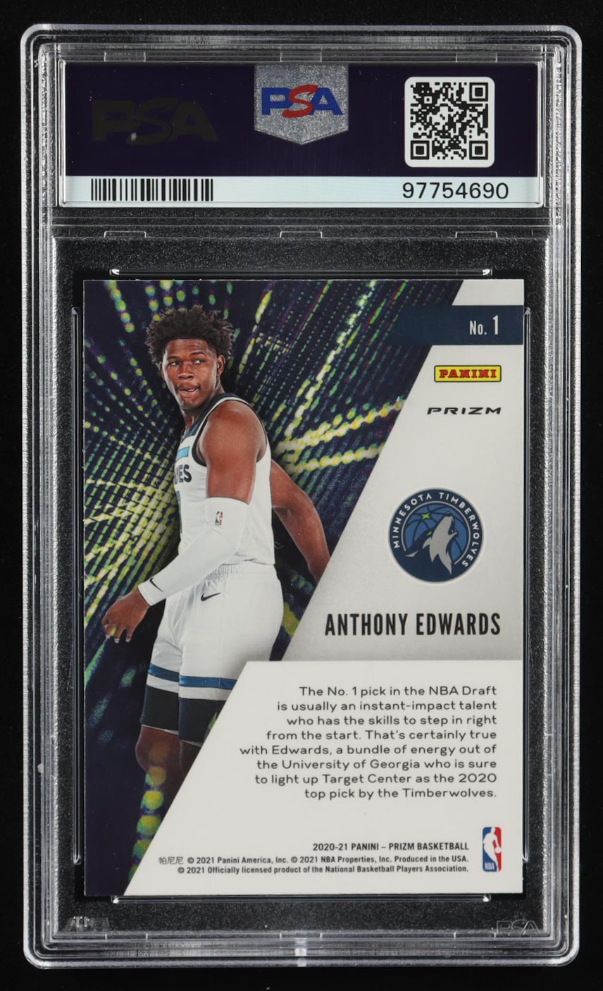 Anthony Edwards 2020-21 Panini Prizm Instant Impact Prizms Silver #1 RC (PSA 9) at PristineAuction.com Anthony Edwards 2020-21 Panini Prizm Instant Impact Prizms Silver #1 RC (PSA 9) at PristineAuction.com
