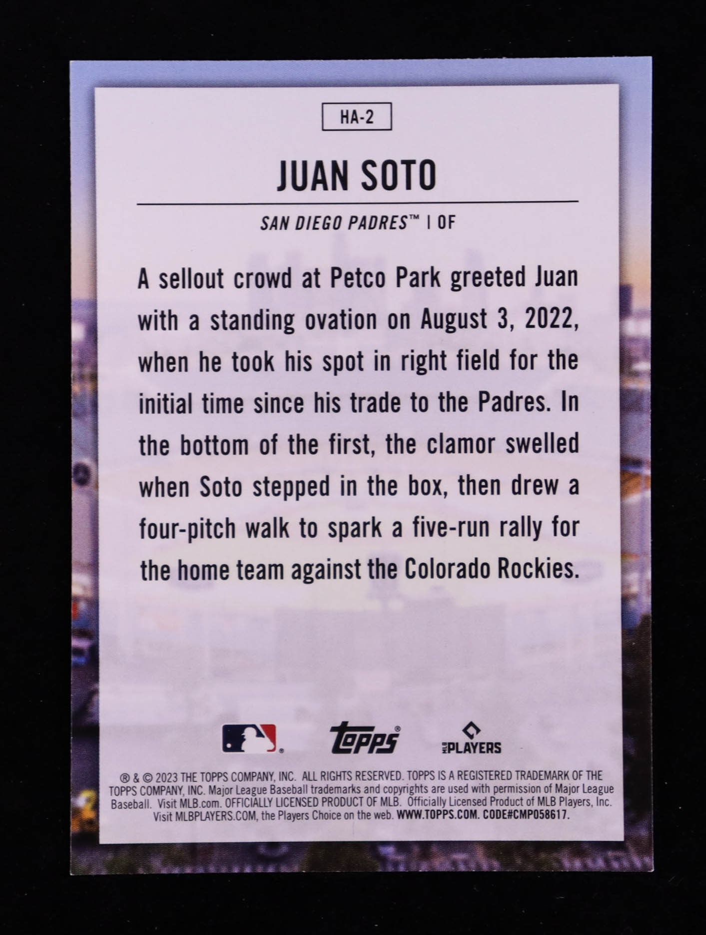 Juan Soto 2023 Topps Home Field Advantage #HA2 at PristineAuction.com Juan Soto 2023 Topps Home Field Advantage #HA2 at PristineAuction.com