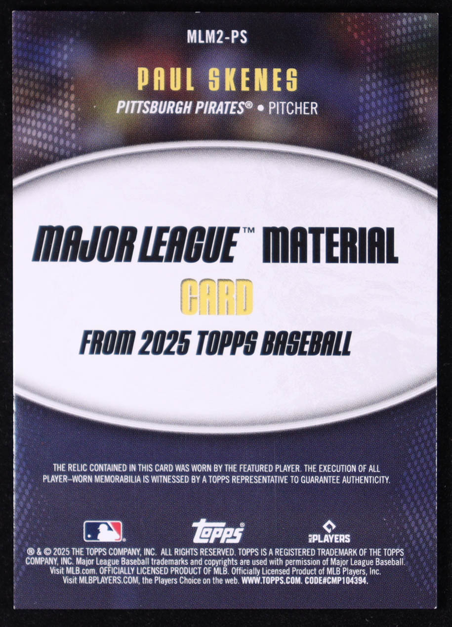 Paul Skenes 2025 Topps Major League Materials S2 #MLM2PS at PristineAuction.com Paul Skenes 2025 Topps Major League Materials S2 #MLM2PS at PristineAuction.com