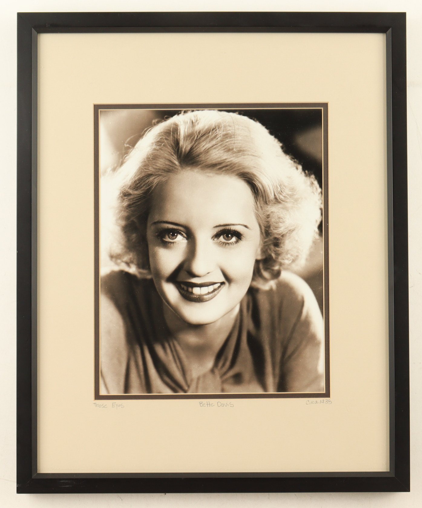 Mark Reuben Gallery - 1935 Bette Davis "Those Eyes" Custom Framed Photo Display with Certificate at PristineAuction.com Mark Reuben Gallery - 1935 Bette Davis "Those Eyes" Custom Framed Photo Display with Certificate at PristineAuction.com