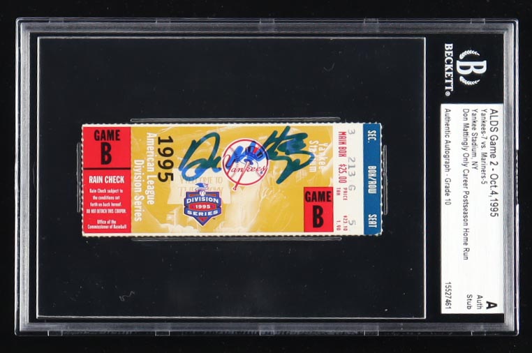 Don Mattingly Signed 1995 Yankees Game Ticket (Beckett Auto 10) at PristineAuction.com Don Mattingly Signed 1995 Yankees Game Ticket (Beckett Auto 10) at PristineAuction.com