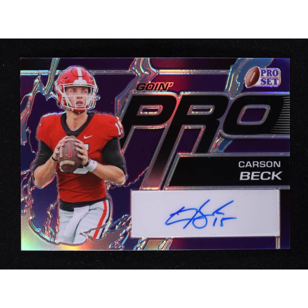 Carson Beck 2023 Pro Set Metal Goin' Pro Autographs Purple Prismatic #GPCB1 #11/15 RC at PristineAuction.com