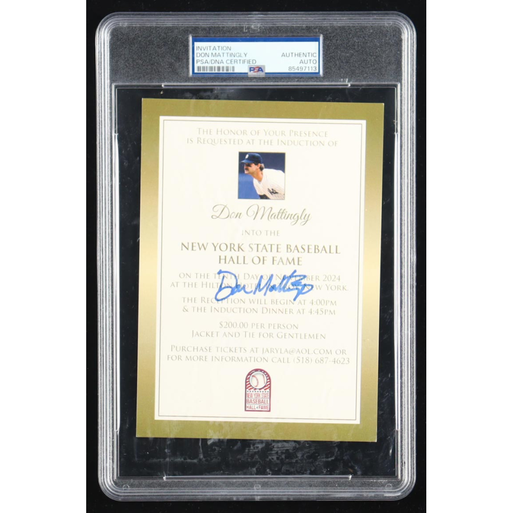 Don Mattingly Signed 2024 New York State Baseball Hall of Fame Induction Ticket (PSA) at PristineAuction.com