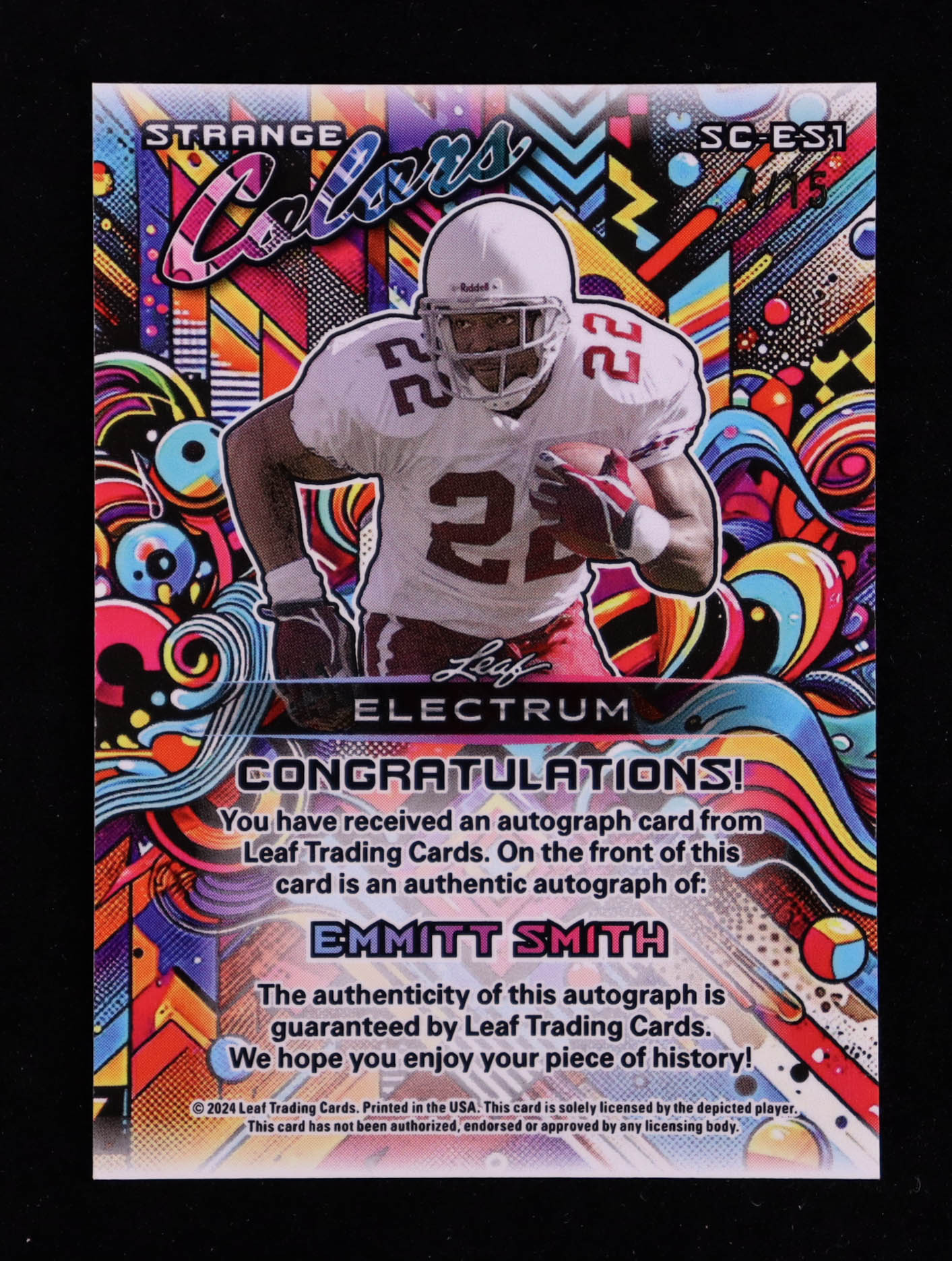Emmitt Smith 2024 Leaf Electrum Strange Colors Autographs Bronze #SCES1 #04/15 at PristineAuction.com Emmitt Smith 2024 Leaf Electrum Strange Colors Autographs Bronze #SCES1 #04/15 at PristineAuction.com