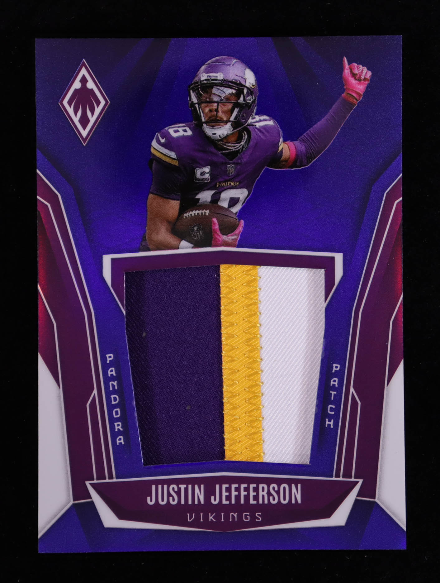 Justin Jefferson 2025 Panini Phoenix Pandora Patches Blue #14 #154/199 at PristineAuction.com Justin Jefferson 2025 Panini Phoenix Pandora Patches Blue #14 #154/199 at PristineAuction.com