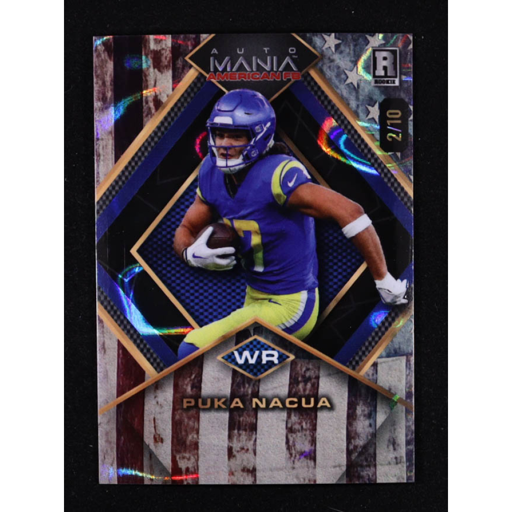 Puka Nacua 2024 Wild Card Auto Mania Vintage Flag Lava #AMADPPN #2/10 RC at PristineAuction.com