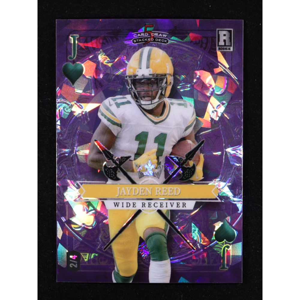 Jayden Reed 2023 Wild Card 5 Card Draw Stacked Deck Purple Crystal #SDJR #2/4 RC at PristineAuction.com