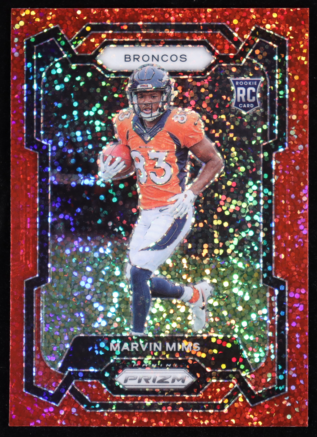 Marvin Mims 2023 Panini Prizm Prizms Red Sparkle #327 RC at PristineAuction.com Marvin Mims 2023 Panini Prizm Prizms Red Sparkle #327 RC at PristineAuction.com