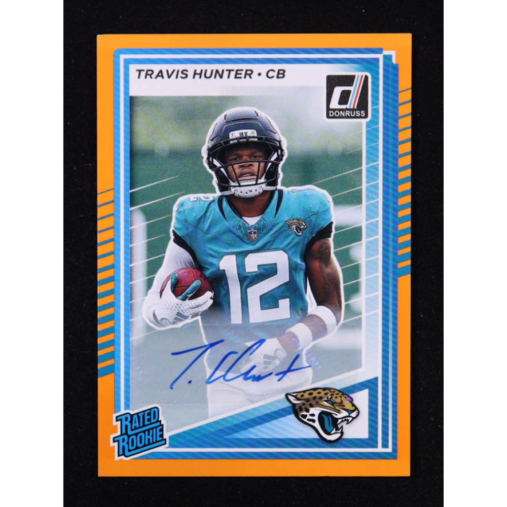 Travis Hunter 2025 Donruss Rated Rookies Autographs Orange #301 RR RC at PristineAuction.com