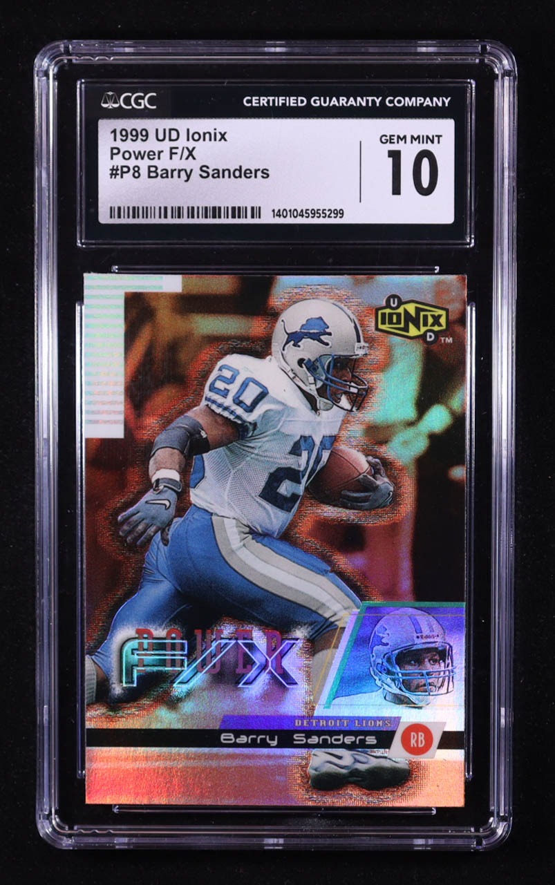 Barry Sanders 1999 Upper Deck Ionix Power F/X #P8 (CGC 10) at PristineAuction.com Barry Sanders 1999 Upper Deck Ionix Power F/X #P8 (CGC 10) at PristineAuction.com
