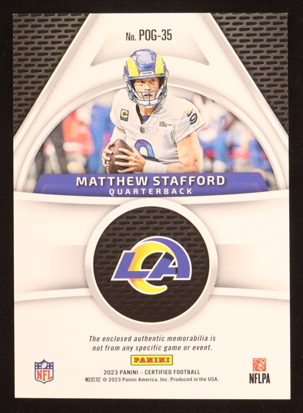 Matthew Stafford 2023 Certified Piece of the Game #35 #46/199 at PristineAuction.com Matthew Stafford 2023 Certified Piece of the Game #35 #46/199 at PristineAuction.com